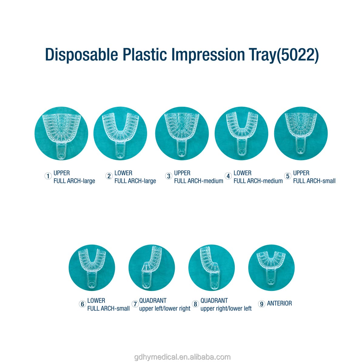 Plateau d'impression dentaire en plastique d'usine chinoise plateaux d'impression jetables dentaire