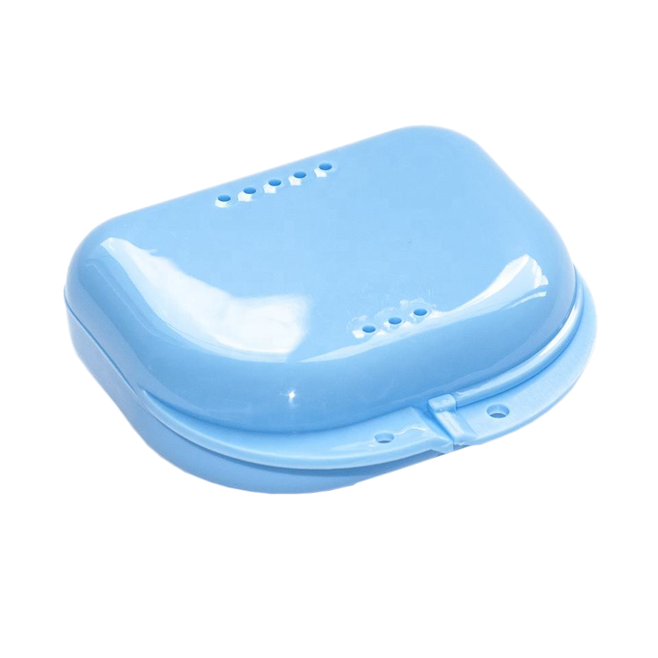 Boîte de prothèse dentaire en plastique sur mesure avec trou pour dispositifs de retenue